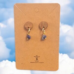 Gold and Lapis Wood Drop Earrings